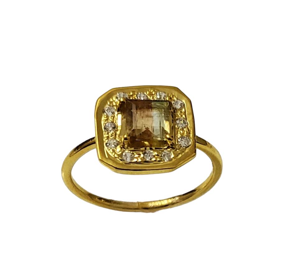 Rare Octo Watermelon Tourmaline Slice Gemstone 925 Sterling Silver Ring Size 7 US,