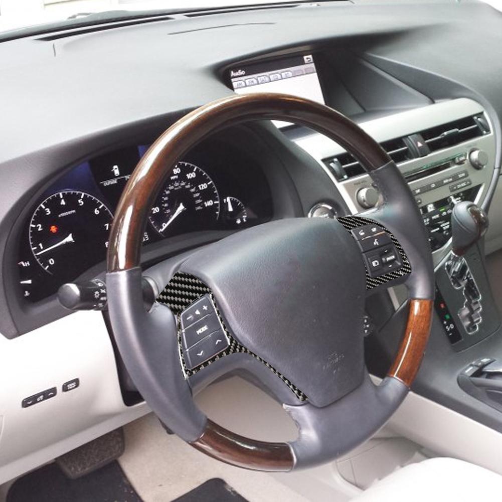 Наклейка с отделкой из черного углеволокна на панель перчаточного ящика салона автомобиля, кнопку рулевого колеса, ручку двери для Lexus RX350 RX450