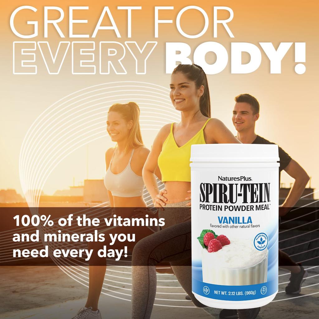 NaturesPlus Spiru-Tein, High Protein Energy Replacement, Vanilla Flavor, 2.12 Lbs (960 G)