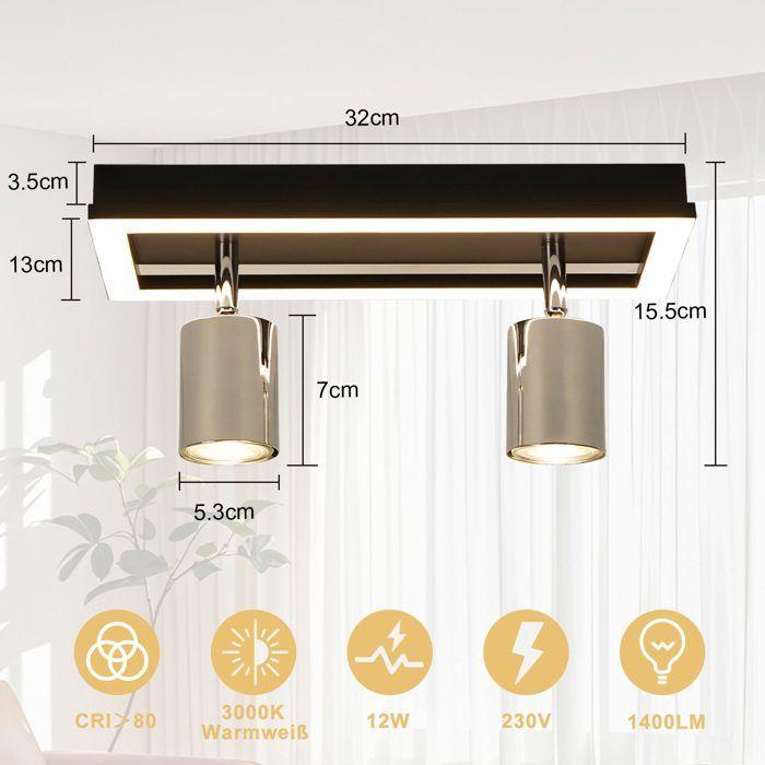 Plafonnier - NETTLIFE - Spot LED plafond 2 flammes - GU10 - 25W - Noir