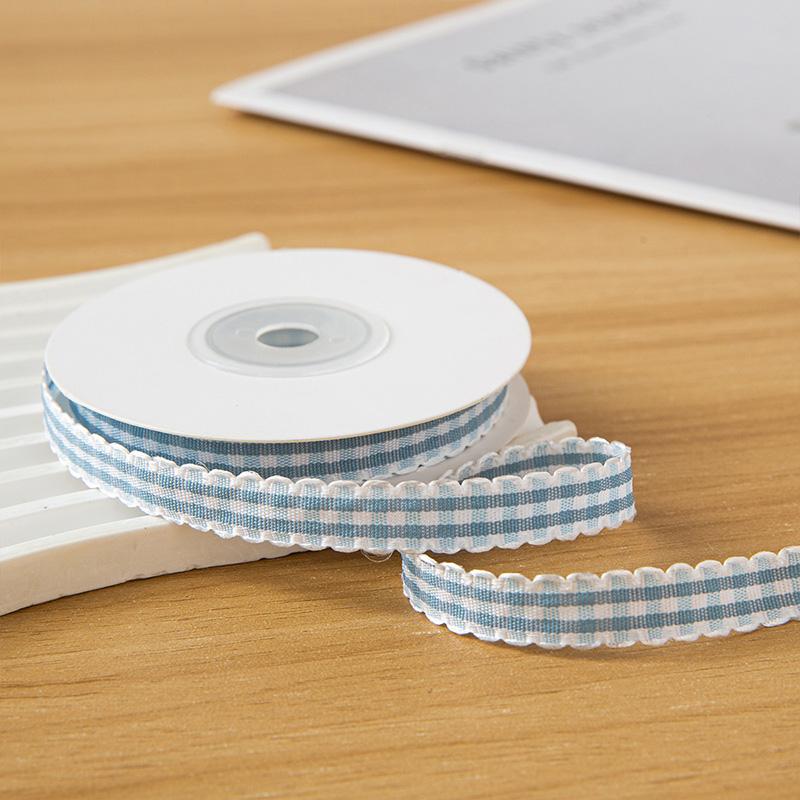 10yards/Roll Wave Edge Candy-Colored Plaid Ribbon 1CM Lace Checkered DIY Hair Accessories Gift Cake Box Decor Bouquet Bow