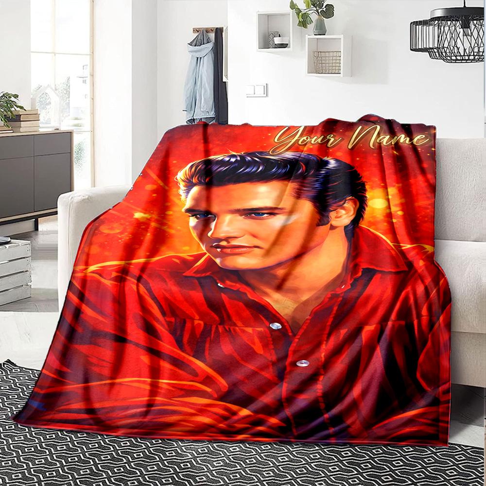 Elvis Presley Personalized Name Blanket Lightweight Customizable Blanket Warmthful Decor Throw For Bed Seaside Office Chair Chair Ideal for All Season