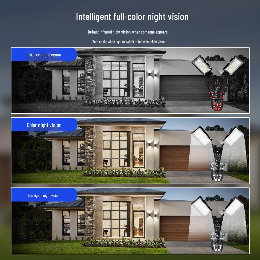 V380 Solar WiFi Street Light: 4G Dual Lens Night Vision, Waterproof Camera