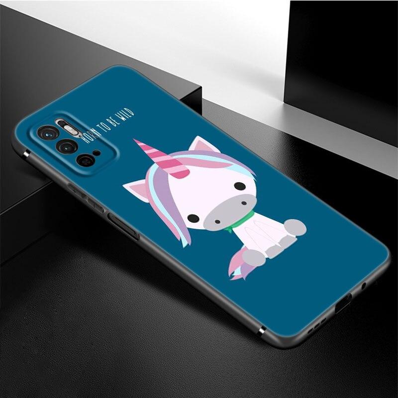Милый чехол для телефона с мультяшным единорогом для Xiaomi Redmi Note 11 10 9 8 Pro 11T 5G 10T 10S 9S 9T 9i 9C 9A 8T Мягкий черный чехол из ТПУ Funda