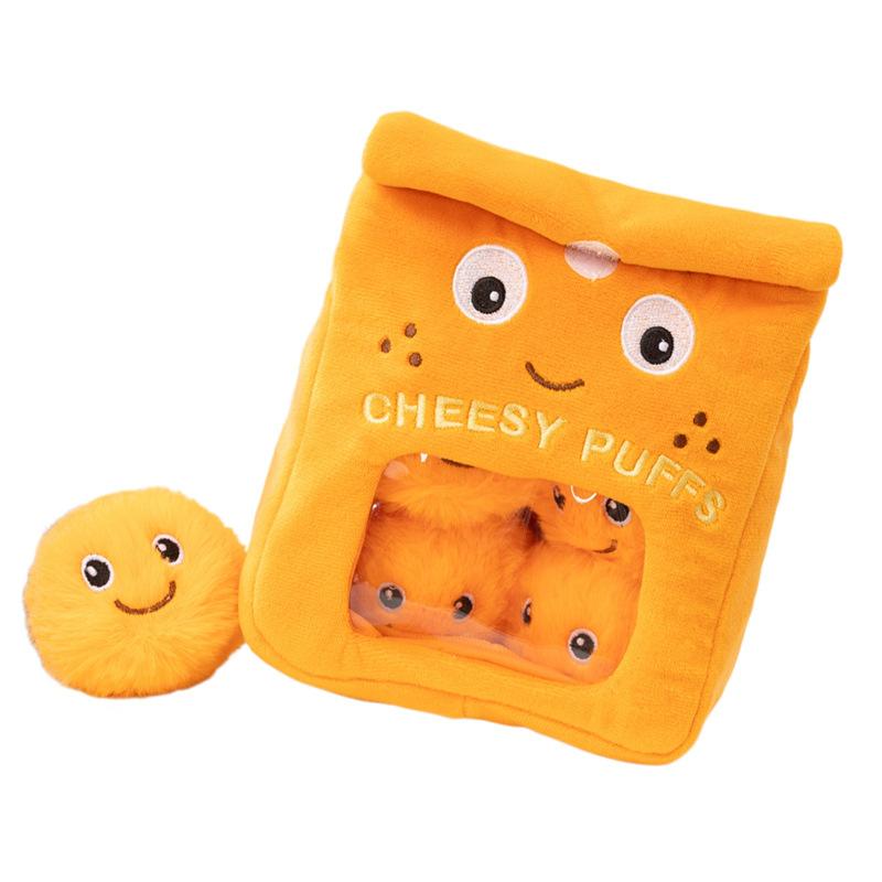 Fun Creative Bread Puff Snack Pack Plush Toy, Cute Soft Stuffed Animal Doll for Kids Birthday Gift, Lovely Mini Plushie