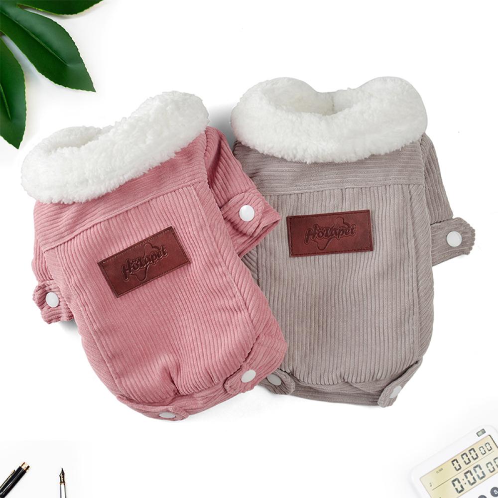 Thicken Fleece Warm Pet Parka For Winter Corduroy Plush Dog Jacket For Small Medium Dogs Cats Soft Pets Clothes Schnauzer Coat
