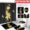 Золотая роза 3D печать набор нескользящих ковриков для ванной комнаты водонепроницаемая занавеска для душа занавеска для ванной напольные ковры коврик