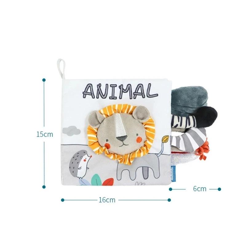 Детская тканевая книга игрушки животные мягкие обучающие развивающие игрушки для развития младенцев Монтессори сенсорные книги детские игрушки 0 12 месяцев