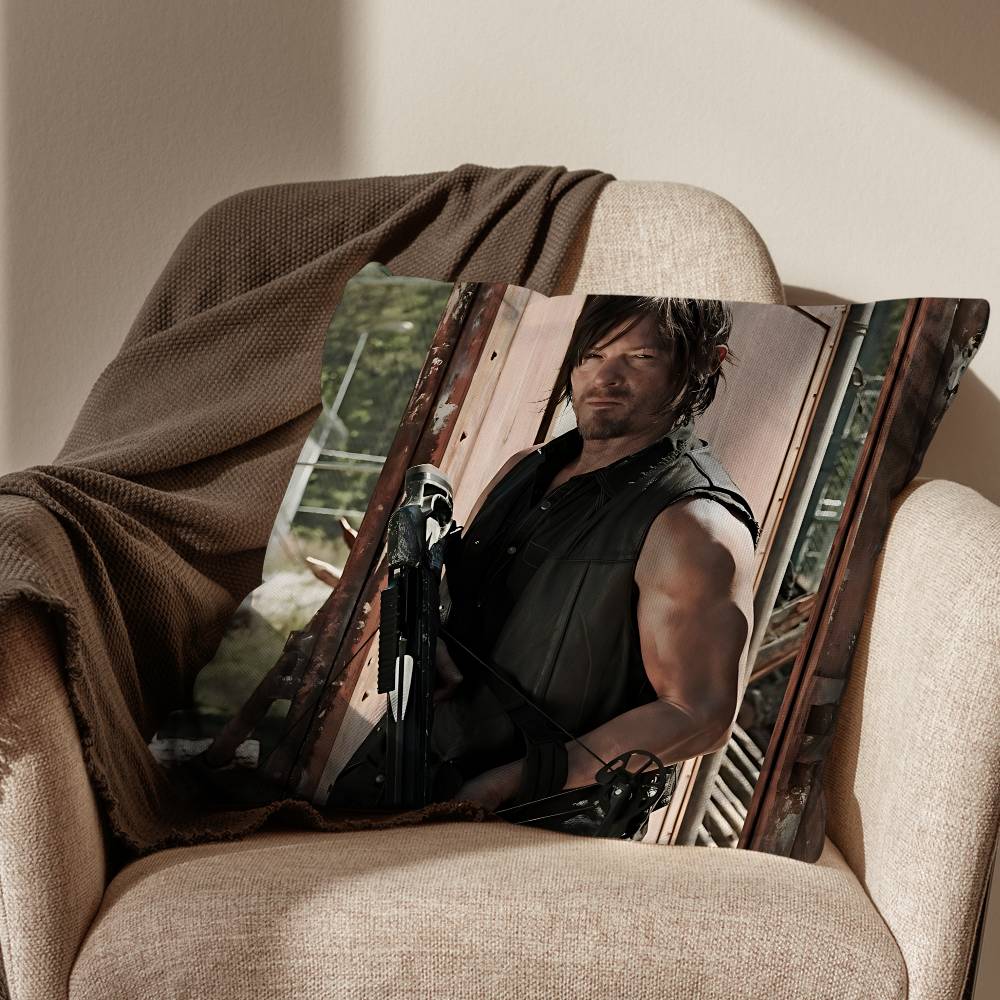 КРУТАЯ Наволочка для подушки Daryl T - Ходячие мертвецы Квадратная Двусторонняя печать Короткий плюш Чехол для подушки на диван Спальня Прикроватная подушка