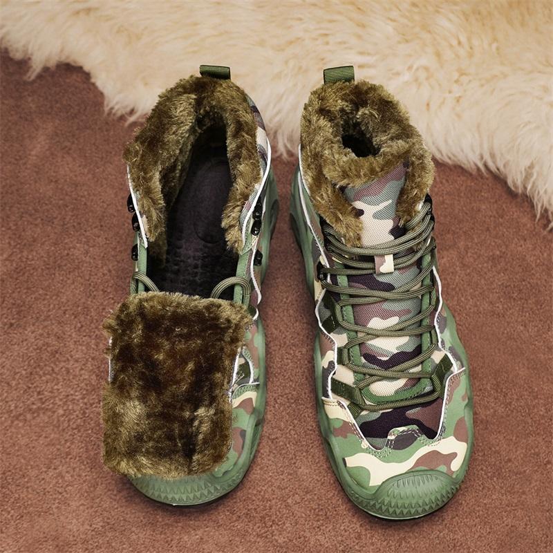 Men's Plus Size Camouflage Fashionable Velvet Warm Outdoor High Top Hiking Shoes Hiking Shoes Outdoor Casual Shoes