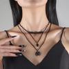 Gothic Necklace Women Halloween Necklace Black Moon Pendant with Multilayer Metal