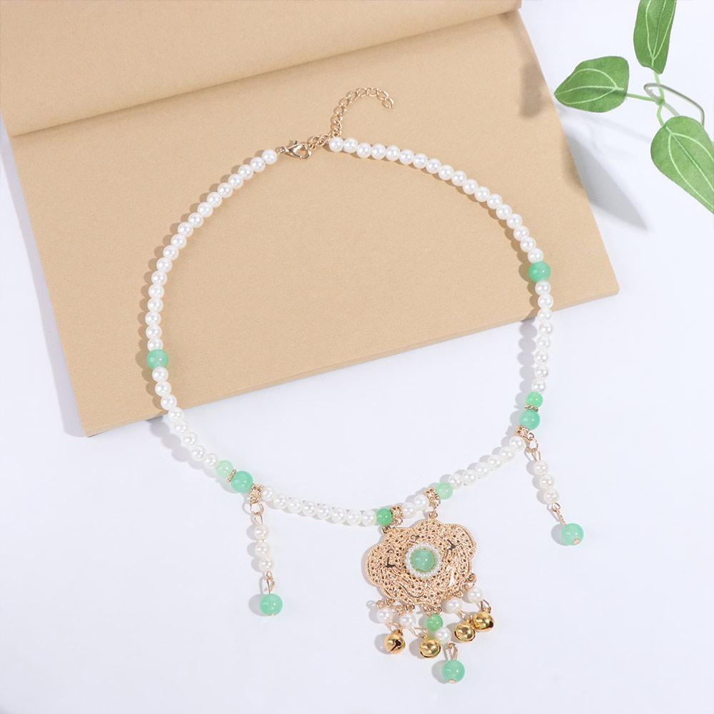 Бусы нить Ожерелье Ханфу в китайском стиле Жемчужный чокер Подвеска Замок долголетия Аксессуар Ханфу