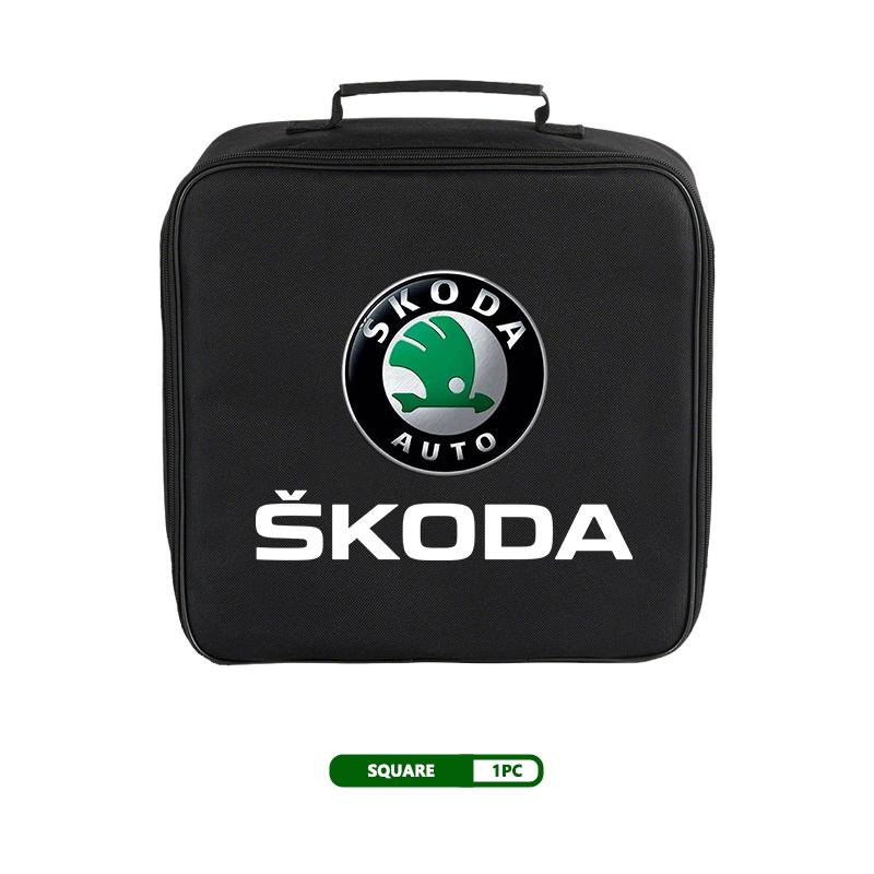 AAFO1 For Skoda Oxford Cloth Car Charge Cable Case Organiser Waterproof Charging Gun Storage Bag Kamiq Karoq Octavia 2 3 Rapid Scala