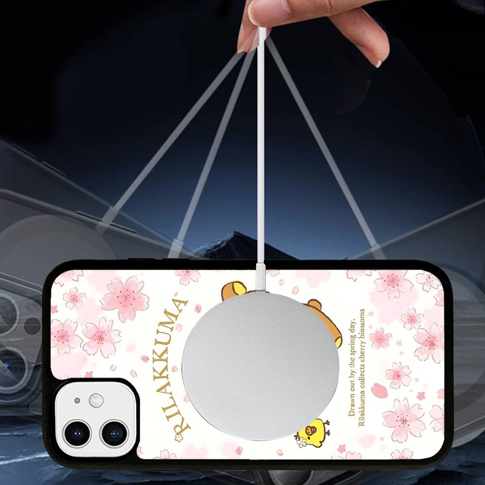 Cute Rilakkuma Bear Phone Case Magnetic Case For IPhone 16 14 13 12 11 15 Pro Max Plus For Magsafe Wireless Charge Cover