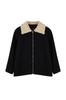 Women's Plus Size Coat Black Regular Fit Wool Blend Cashmere Coat with Plush Detail On the Collar