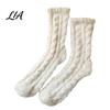 Cute Macaron Color Warm Socks Thickened Plush for Women, Thermal Sleep Socks, Coral Fleece Lining Soft House Floor Winter Autumn Cold Weather