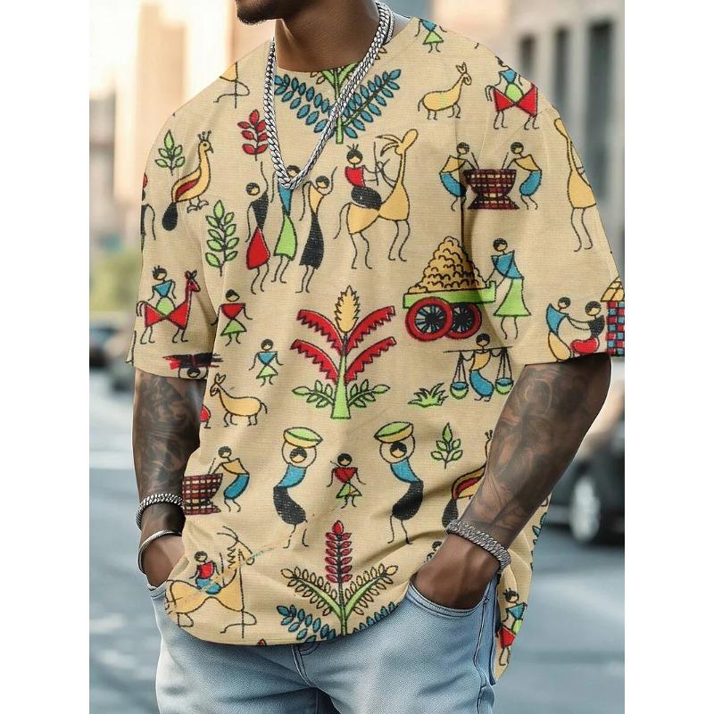 Men's Funny Animal Printed T Shirt Short Sleeved Tees Tops 3D Print Crew Neck Shirts Summer Casual Men's Clothing Apparel