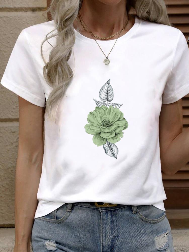 (Азиатский размер) Топ Футболка Женская Мода Женская Одежда Футболка Женская Принт стиль любовного письма милая 90-е Короткий Рукав Графические Футболки