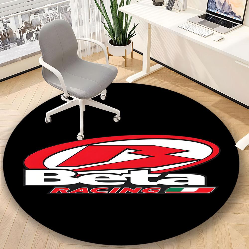 Beta Logo Round Rug – Non-Slip Round Floor Mat – Indoor Home Decor Rug