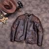 Китайский размер винтажная мужская натуральная кожаная куртка Tea Core толщина коровьей кожи 1,6 мм дубленая масляная вощеная натуральная кожаная куртка тяжелая толстая
