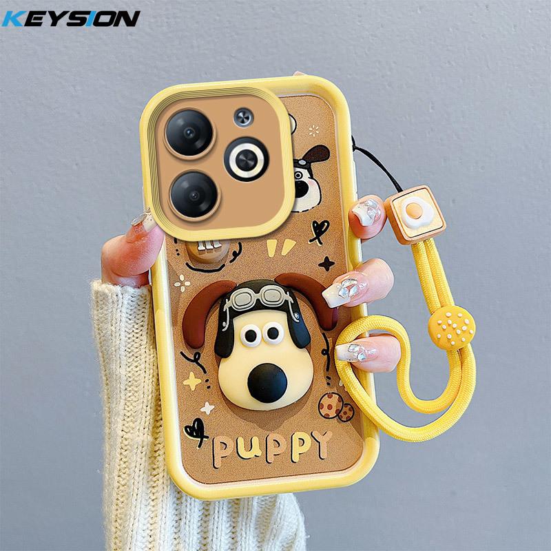 KEYSION Противоударный чехол для Realme Note 70 70T со шнурком Мягкий силиконовый Милый 3D мультяшный кукольный чехол для задней панели телефона для OPPO Realme 70T 70