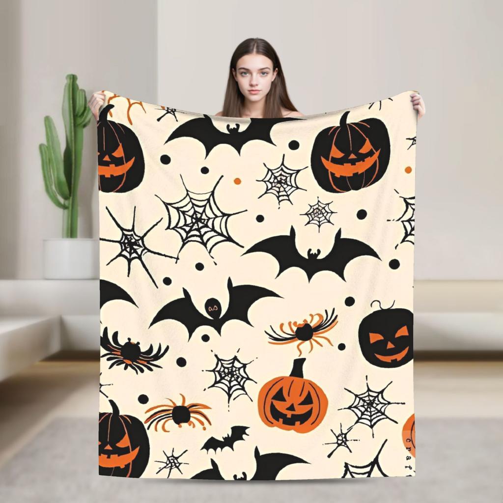 Halloween Theme Pattern  Flannel Blanket Spring  Super Soft Throw Blanket Home Decor Comfortable Bedspread Sofa Bed Cover
