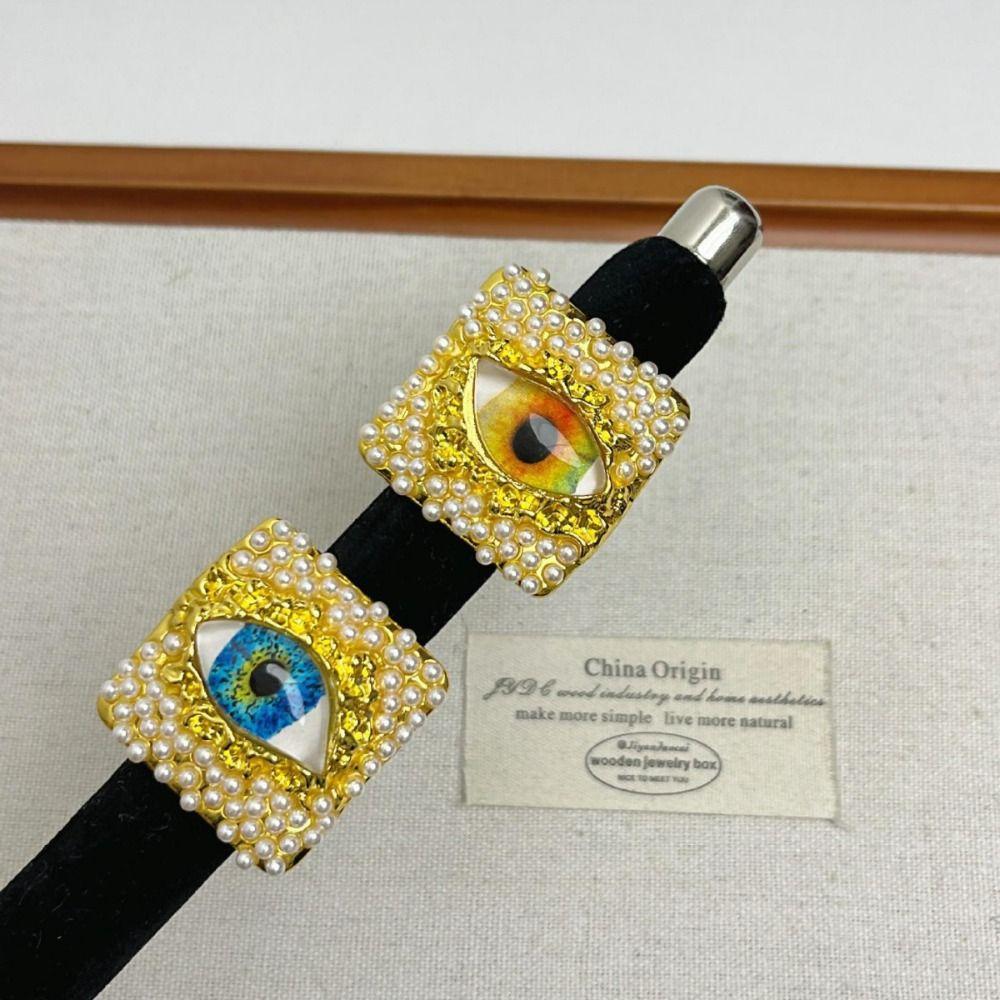 Геометрическое кольцо с голубыми глазами, жемчужное винтажное золотое кольцо, ретро кольцо с глазом демона, подарок