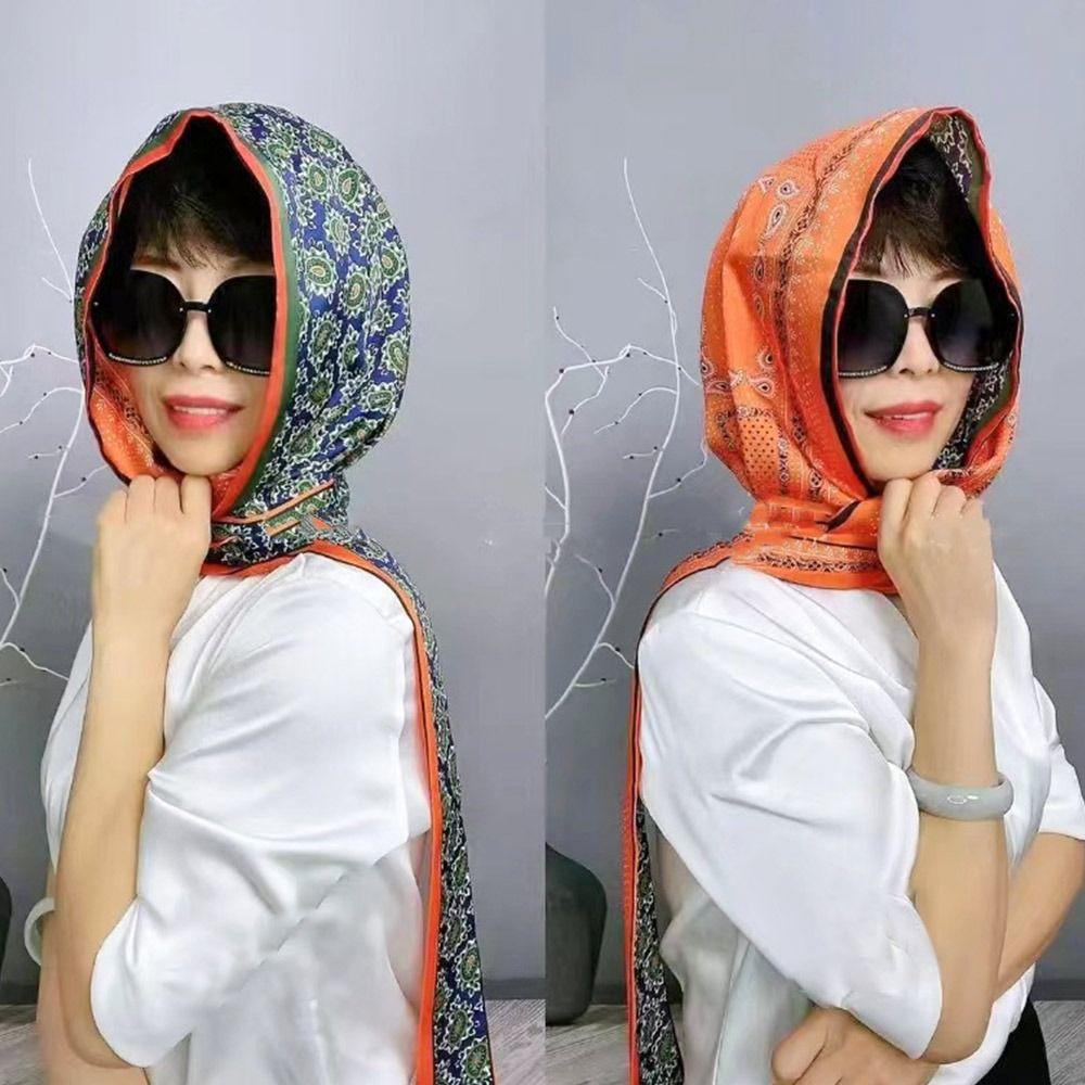 Шелковый шарф, шапка, хиджаб, солнцезащитная кепка, мусульманская шапка-баотоу, шарф, шелковая лента, солнцезащитный тюрбан, головной платок