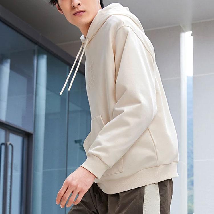 Li Ning SS22 Series однотонный логотип с принтом свободная толстовка с длинным рукавом унисекс толстовка бежевый AWDS220-5