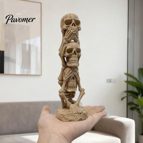 Декорация Череп Ужаса, 3D-печатная штабелируемая фигурка, Готическая статуэтка «Не говори, не слышь, не видишь», для вечеринки на Хэллоуин, для дома и офиса, прочная скульптура