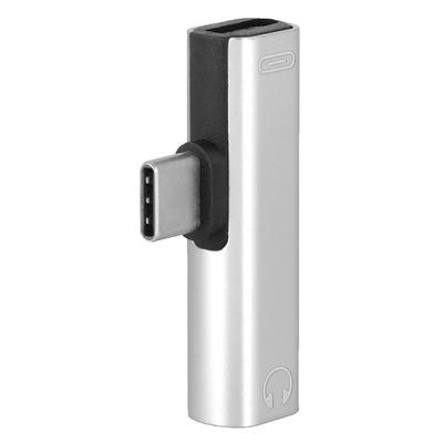 2 в 1 Type C на 3,5 мм разъем для наушников USB зарядный конвертер многофункциональный трансвертер серебристый