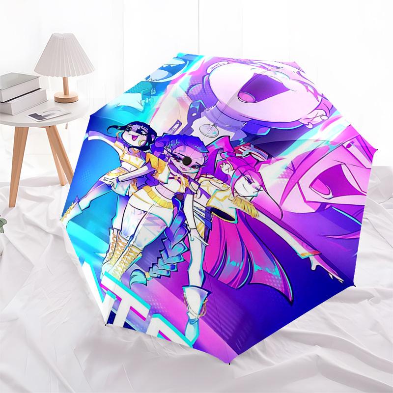 1pc Outdoor Umbrella with Intricate Anime Characters, Automatic Opening/Closing, Portable Tri-Fold Design, 8-Rib Iron Frame - Perfect for Fans, T