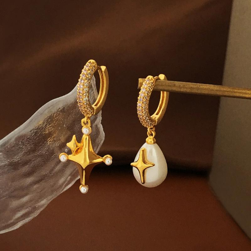 Нишевые серьги в стиле ретро, ​​асимметричные серьги-капли с пряжкой для ушей астрального дизайна