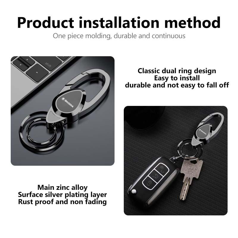 For Skoda Metal Car Key Chain Keyring Pendant Auto Badge Keychain VRS Octavia 1 2 3 Rapid Kodiaq Karoq Fabia Kamiq Superb cwsv60