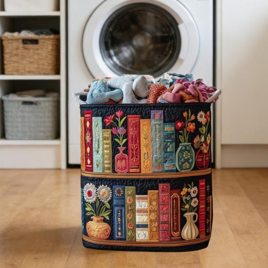 Quilted Laundry Basket, Thick Durable Fabric Storage Hamper, with Reinforced Handles, Clothes Toys Organizer for Home Decor