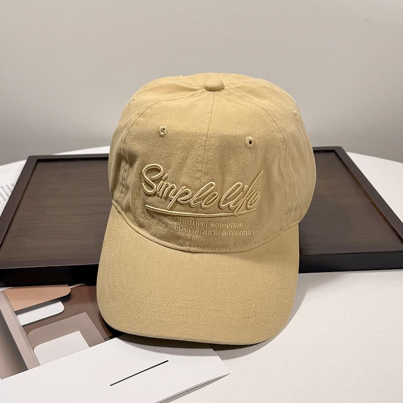 American retro three-dimensional letter embroidered baseball cap female street versatile showing face small soft top blue cap male trend