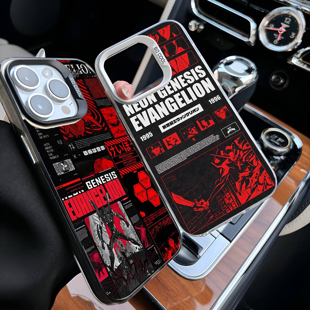 Аниме E-Evangelions Чехол для телефона Для IPhone 17 16 15 14 11 12 13 Pro Max Pro Plus Цветной Серебристый Чехол
