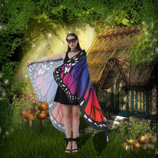 Накидка с крыльями бабочки для взрослых, гибкий красочный привлекательный костюм на Хэллоуин для вечеринки, подарочный реквизит