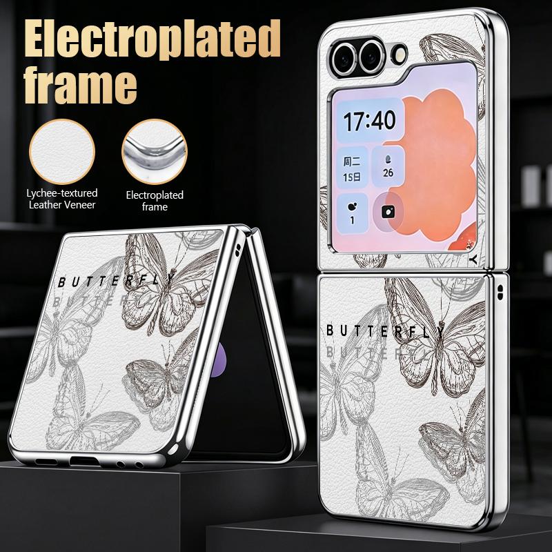 Чехол с принтом бабочки для Samsung Galaxy Z Flip 8 7 6 5 Z Flip8 Flip7 Flip6 Гибридный 3-в-1 Покрытие Кожаная накладка Чехол для складного телефона