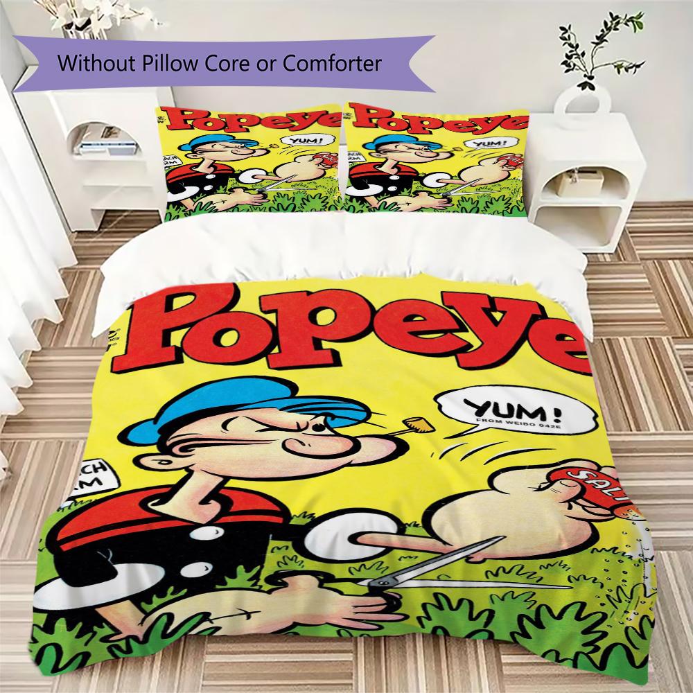 Popeye Pattern Bedding uilt Set uilt Cover Pillowcase Home Decoration Birthday Gift (1 * duvet cover + 2 * pillowcase without core)116