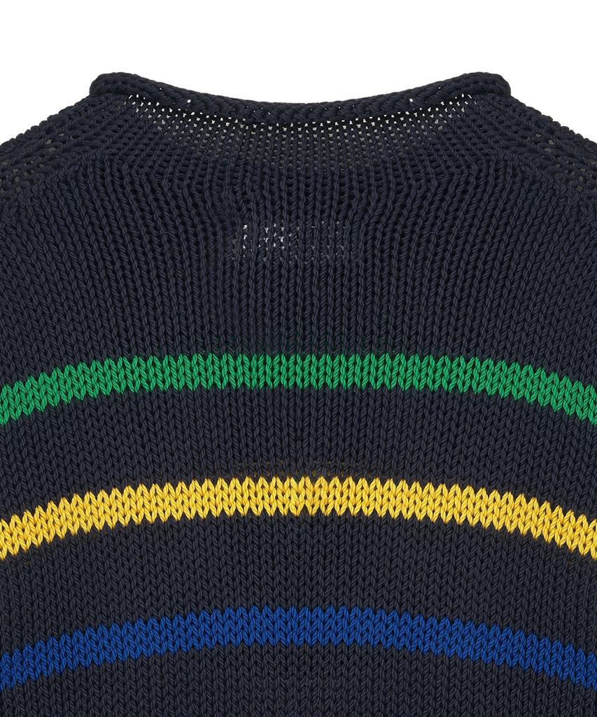 POLO RALPH LAUREN W Striped Cotton Sweater - Navy