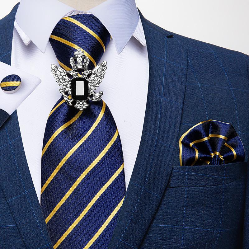 Классические мужские шелковые галстуки, модные белые вечерние галстуки с узором пейсли и цветочным принтом, карманные квадратные запонки, набор галстуков, мужской подарок DiBanGu