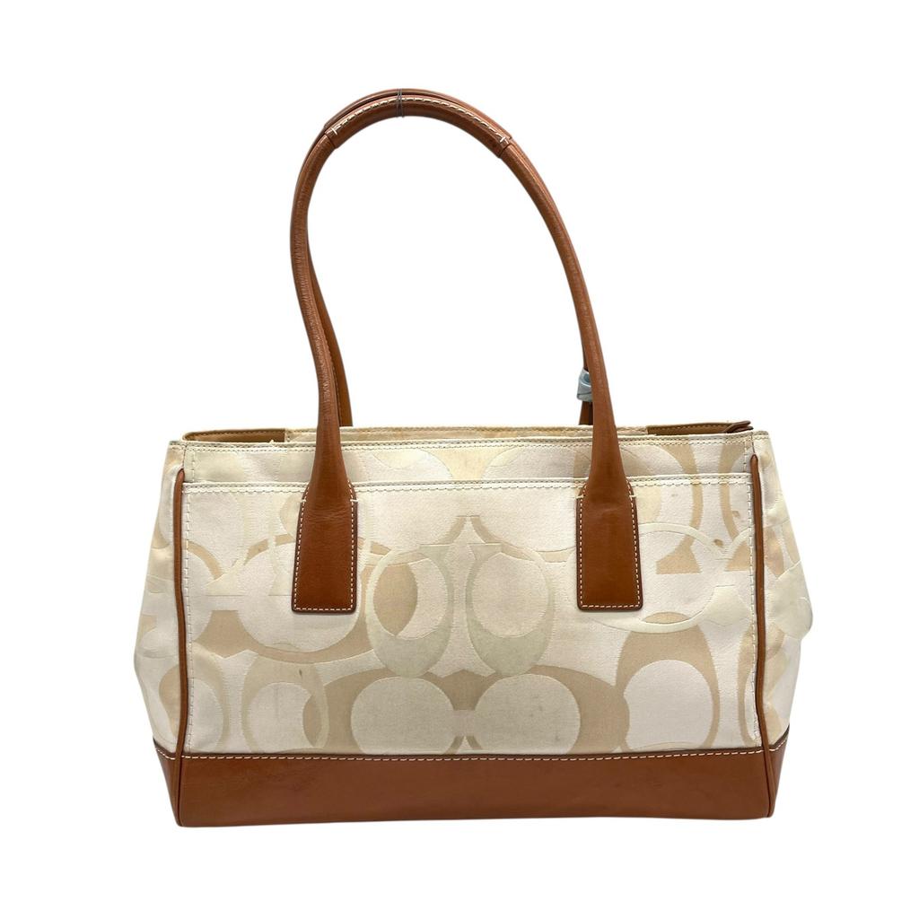 Used COACHHandbag white/Brown Canvas/leather Women
