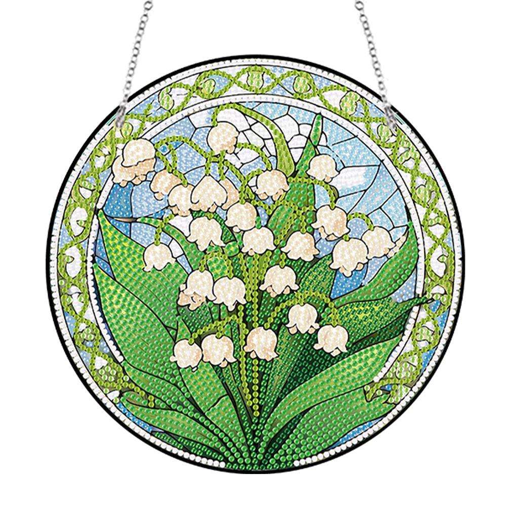 Acrylic Single-Side Diamond Art Hanging Pendant Lighthouse DIY Diamond Painting Dots Pendant Lily Of The Valley for Office Decor