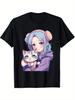 Japanese Kawaii Girl Anime & Cats Cute Gifts for Teens Girls T-Shirt Women Clothes Harajuku Y2k Top Women Clothing