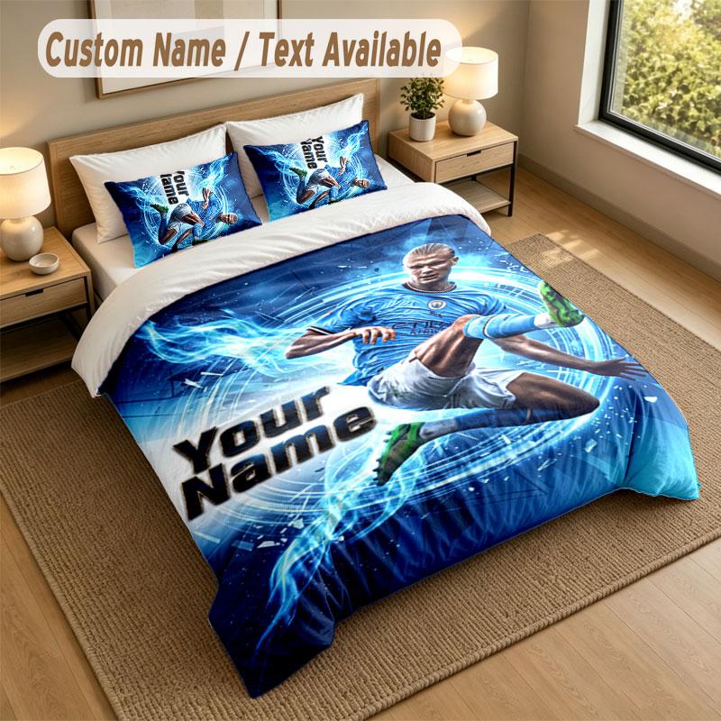 Bedding Set 1 Duvet Cover 2 Pillowcases Erling Haaland Print Soft Bed Linen Bedroom Decor