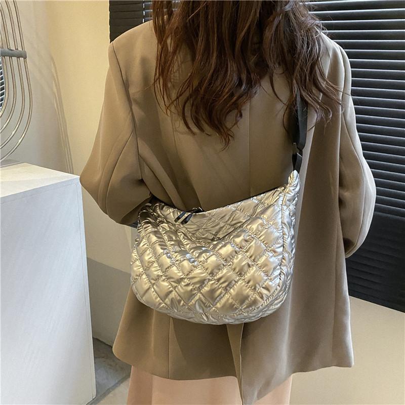 Yogodlns Зимняя космическая хлопковая сумка на плечо для женщин, сумка для пельменей в стиле ретро, роскошная женская сумка через плечо, сумка подмышки, сумка