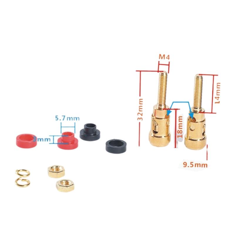 1 Pair Binding Post Connectors Grounding Column for Speakers Wire Connection Loudspeaker Cable Connectors Plugs