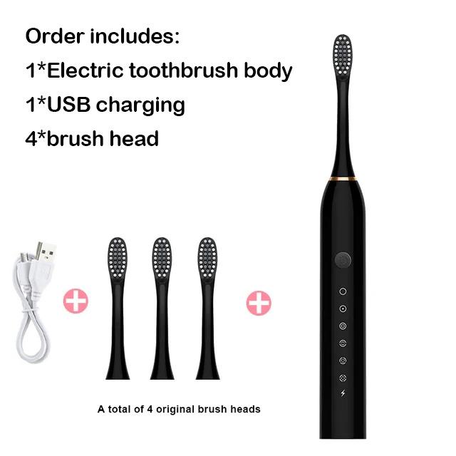 Electric Toothbrush Smart Timing Tooth Brush USB Rechargeable Teeth Clean Whitening Sonic Toothbrush With Replacement Head