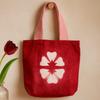 Tote Bag Cotton Tie-Dye 38x42x12cm Maroon Floral